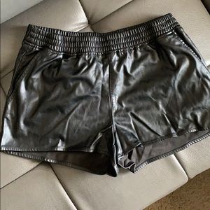 H&M Divided Black faux leather shorts pockets NWT